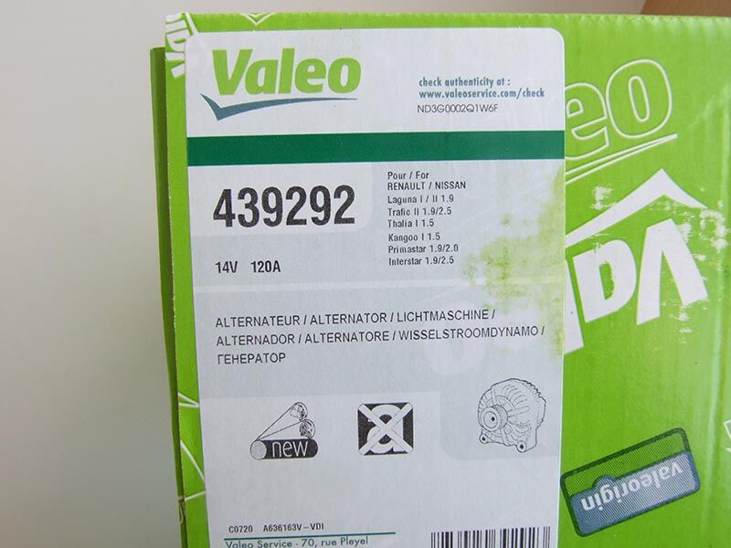 Alternator valeo 12v 125a 6pk opel movano renault laguna,master